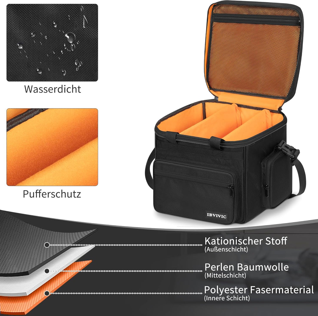 Vinyl Tragetasche für Schallplatten,Wasserfeste Aufbewahrungstasche für Schallplatten für 7/10/12 Zo