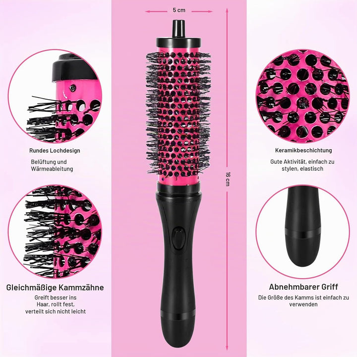 6 Teile/Satz 3 Grössen Abnehmbarer Locken Wickler Pinsel mit Positionierungs Klammern Aluminium Kera