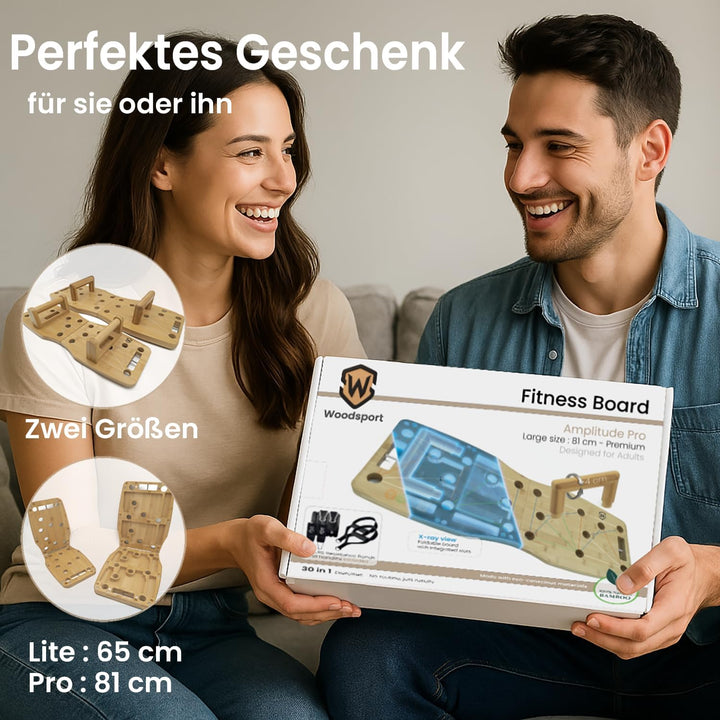 Amplitude Pro – Premium Liegestützbrett (push up board) aus Bambus – 81 cm Erwachsenengrösse – klapp