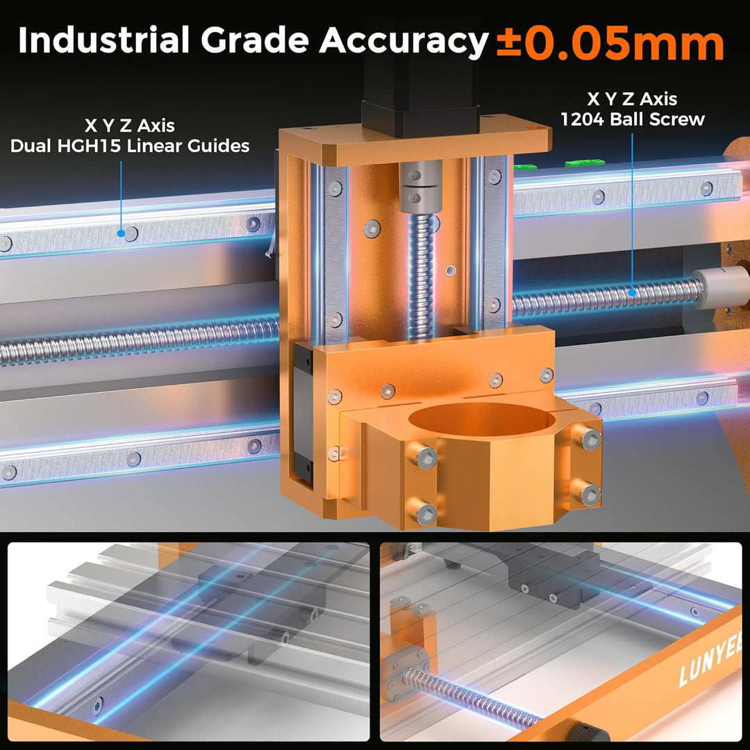 LUNYEE 3020 Nova CNC-Fräsmaschine, Ganzmetall-Linearführungen und Kugelgewindetriebe an allen XYZ-Ac