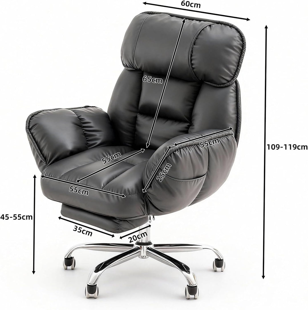 Bürostuhl Ergonomisch mit Fussstütze, Komfort im Sofa-Stil, Weiche Armlehnen, Strapazierfähiges Kuns
