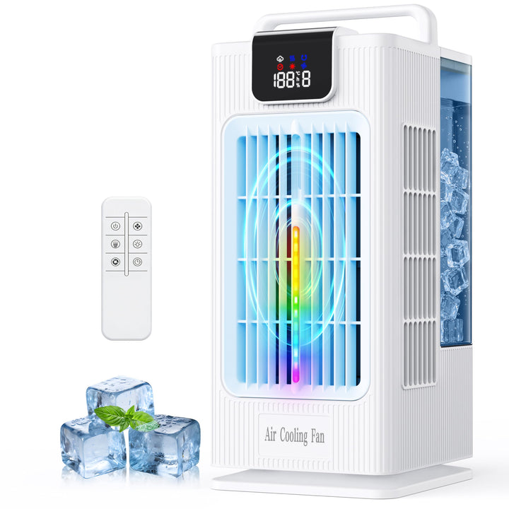 Mobil Klimaanlage Mini Luftkühler: Ventilator mit Wasserkühlung 2000ml Wassertank-120°Oszillation, 4
