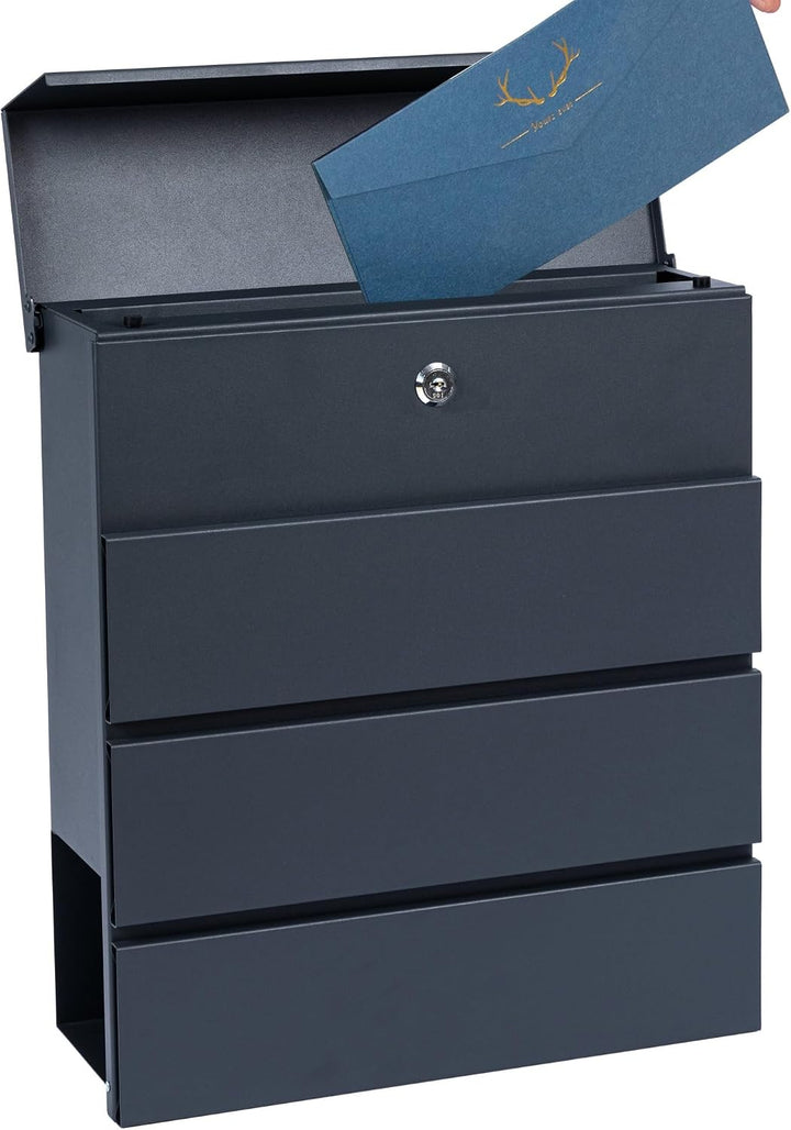 Zelsius Briefkasten Straight mit Zeitungsfach | integrierter Soft-Close-Effekt | Postbox in RAL7016