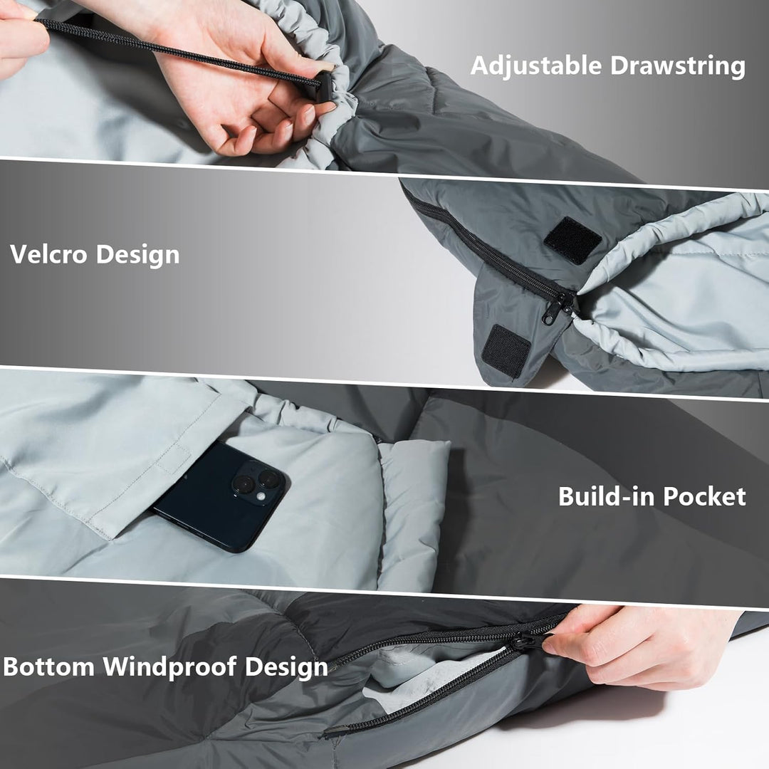 BISINNA Mumienschlafsack 0 ℃ - 5 ℃ [400GSM] 4 Jahreszeiten Winter Schlafsack Erwachsene Wasserabweis
