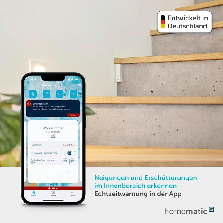 Homematic IP Smart Home Neigungs- und Erschütterungssensor, der kompakte Sensor erkennt Lageveränder