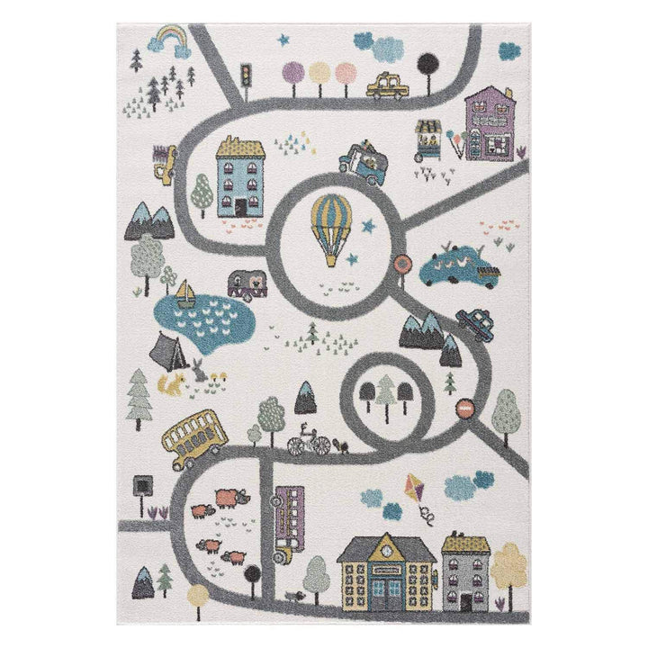 payé Teppich Kinderzimmer Läufer - Creme - 80x150cm - Strassenteppich Pastellfarben Spielteppich Kin