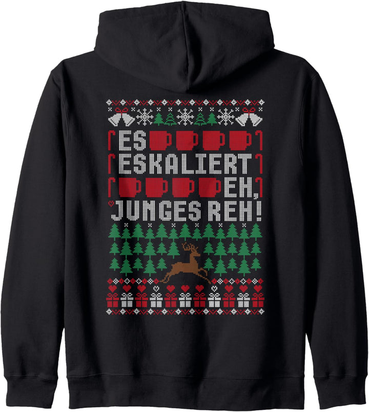 Es eskaliert eh Ugly Christmas Sweater Reh Weihnachten X-mas Kapuzenjacke