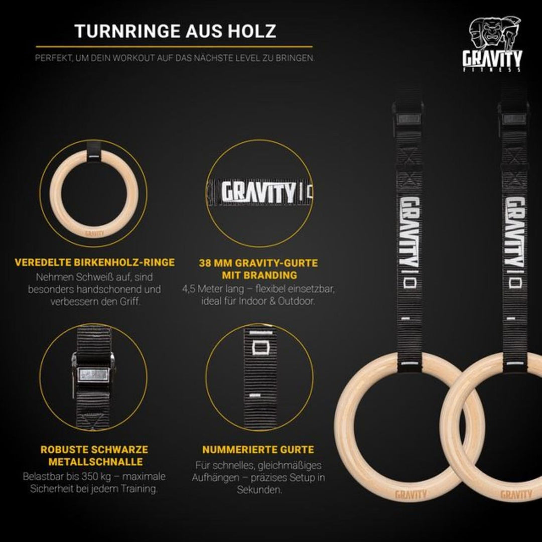 Gravity Fitness Holz-Gymnastikringe 32mm, 32mm