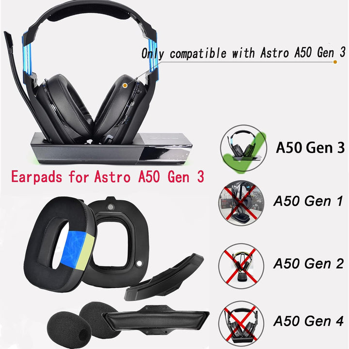 Yaowanguan A50 Gen 3 Mod Kit Ohrpolster,dickere Ersatz-Ohrpolster, Stirnbänder und Schaumstoff für A