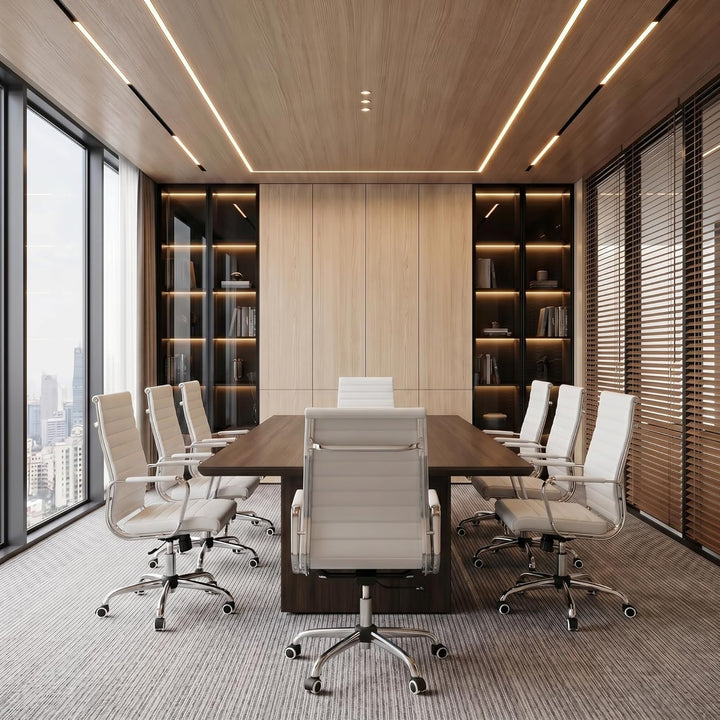 UEV Bürostuhl Leder 150kg belastbar mit Wippfunktion Ergonomisch weiss | Schreibtischstuhl mit Armle