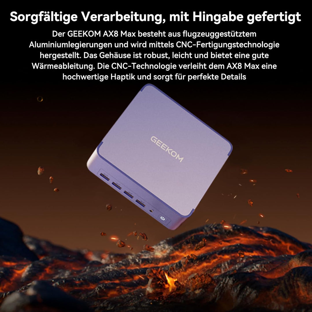 GEEKOM Mini PC AX8 Max Windows 11 Pro Vorinstalliert mit AMD Ryzen 7 8745HS,16GB DDR5+1TB SSD, AMD R