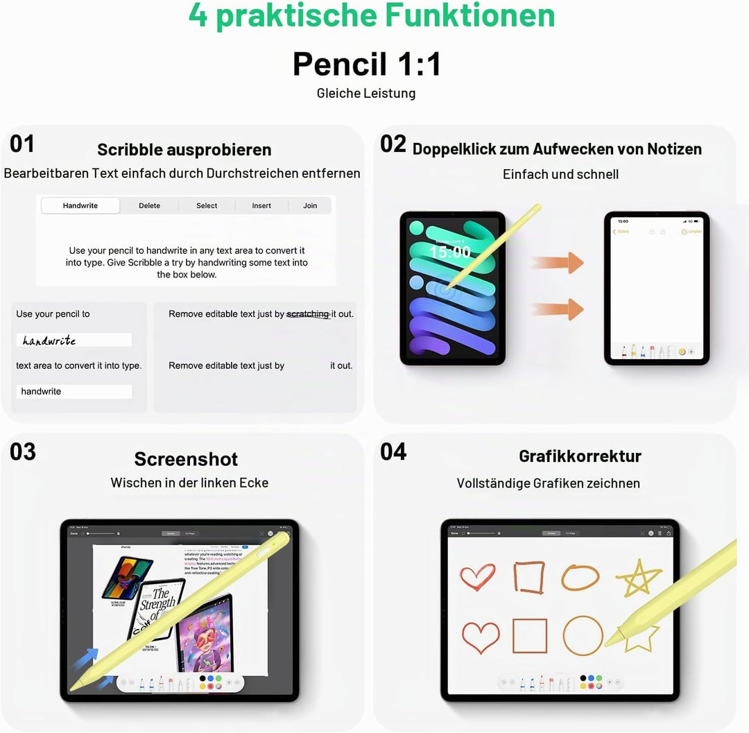 Stift für iPad 2. Generation mit kabelloser Aufladung, iPencil 2. Generation Mit Handfläche Ablehnun