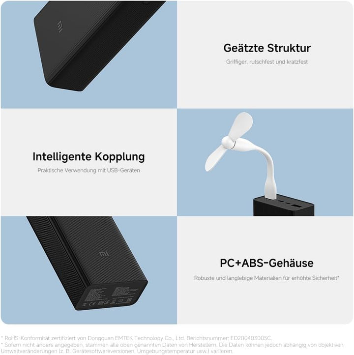 Xiaomi 18W Power Bank – 30000mAh, 18W Schnellladefunktion, lädt 3 Geräte gleichzeitig, Power Deliver