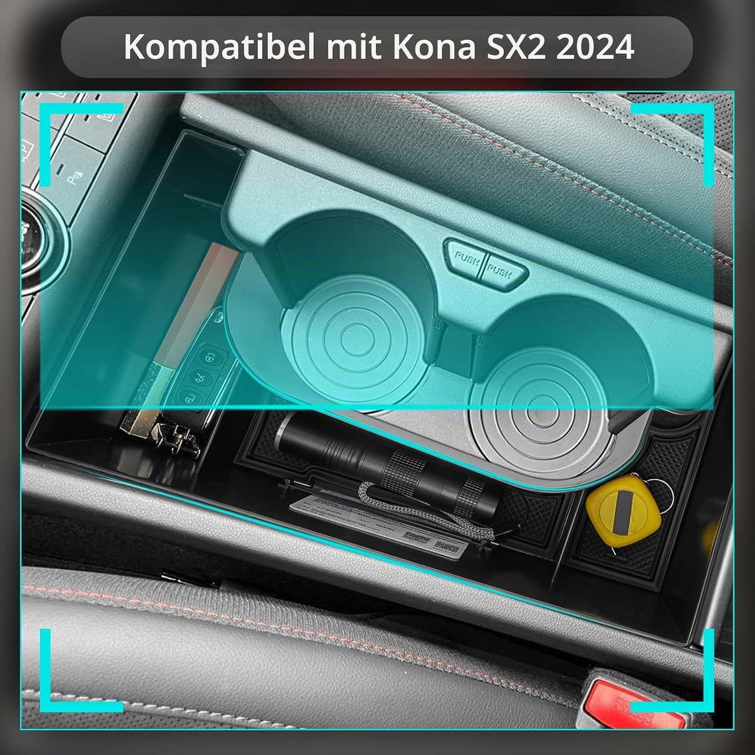 CDEFG Kompatibel mit Hyundai Kona SX2 2024-2026 Mittelkonsole Organizer Aufbewahrungsbox Handschuhfa