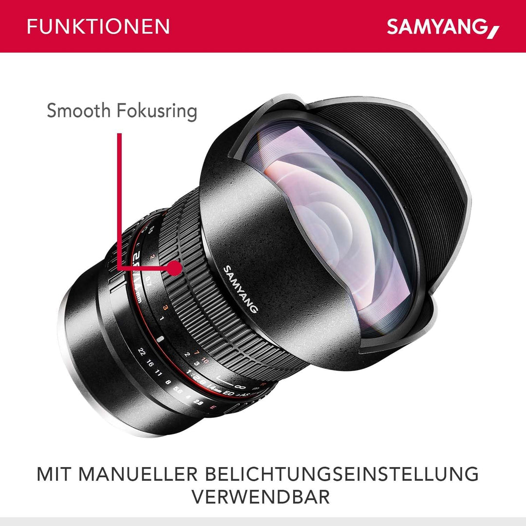 Samyang MF 14mm F2,8 Sony E - Weitwinkelobjektiv für Vollformat und APS-C Sensor - Landschaftsfotogr