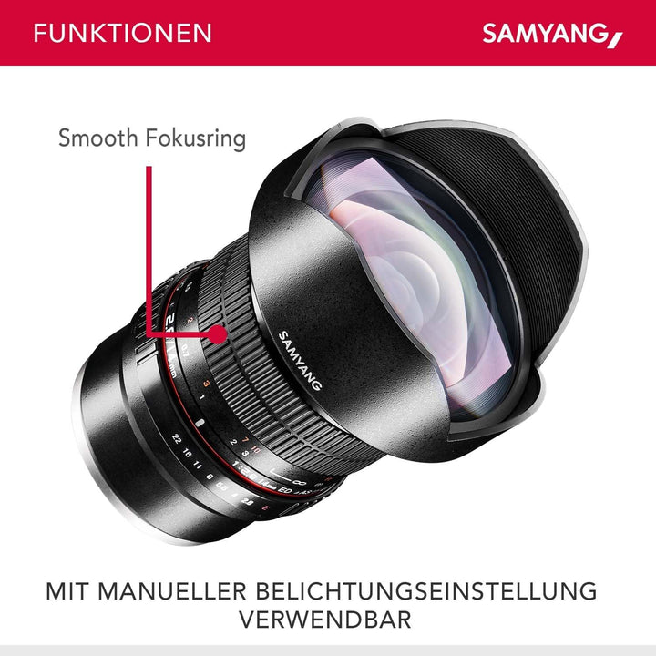 Samyang MF 14mm F2,8 Sony E - Weitwinkelobjektiv für Vollformat und APS-C Sensor - Landschaftsfotogr