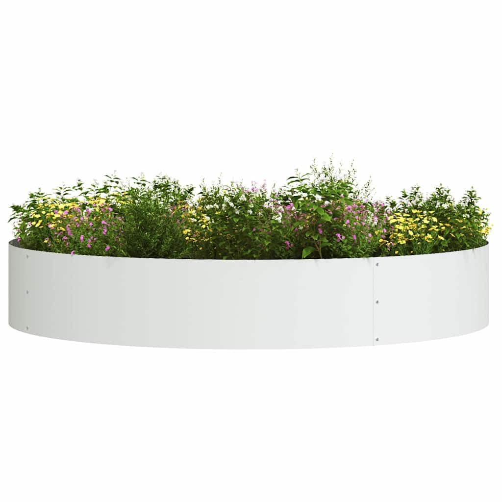 vidaXL Pflanzenring 5 pcs Weiss 120 x 120 x 20 cm Kaltgewalzter Stahl, Moderner runder Metall-Pflanz