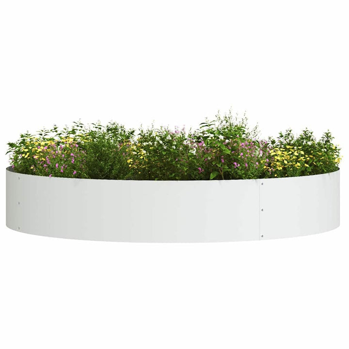 vidaXL Pflanzenring 5 pcs Weiss 120 x 120 x 20 cm Kaltgewalzter Stahl, Moderner runder Metall-Pflanz