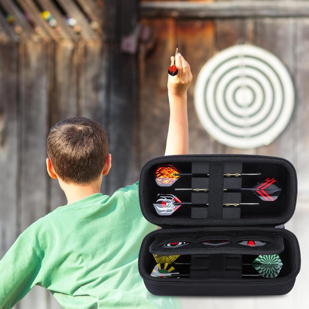 Hart Hülle Dartpfeile Etui für 6 Stück Steeldarts oder weiche Spitze Darts,eingebaute Speicher Rohre