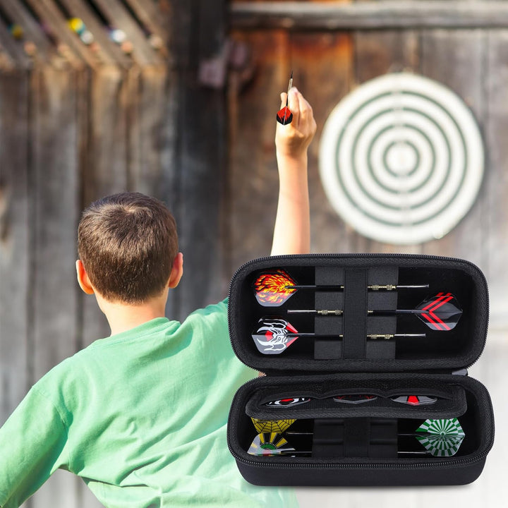 Hart Hülle Dartpfeile Etui für 6 Stück Steeldarts oder weiche Spitze Darts,eingebaute Speicher Rohre