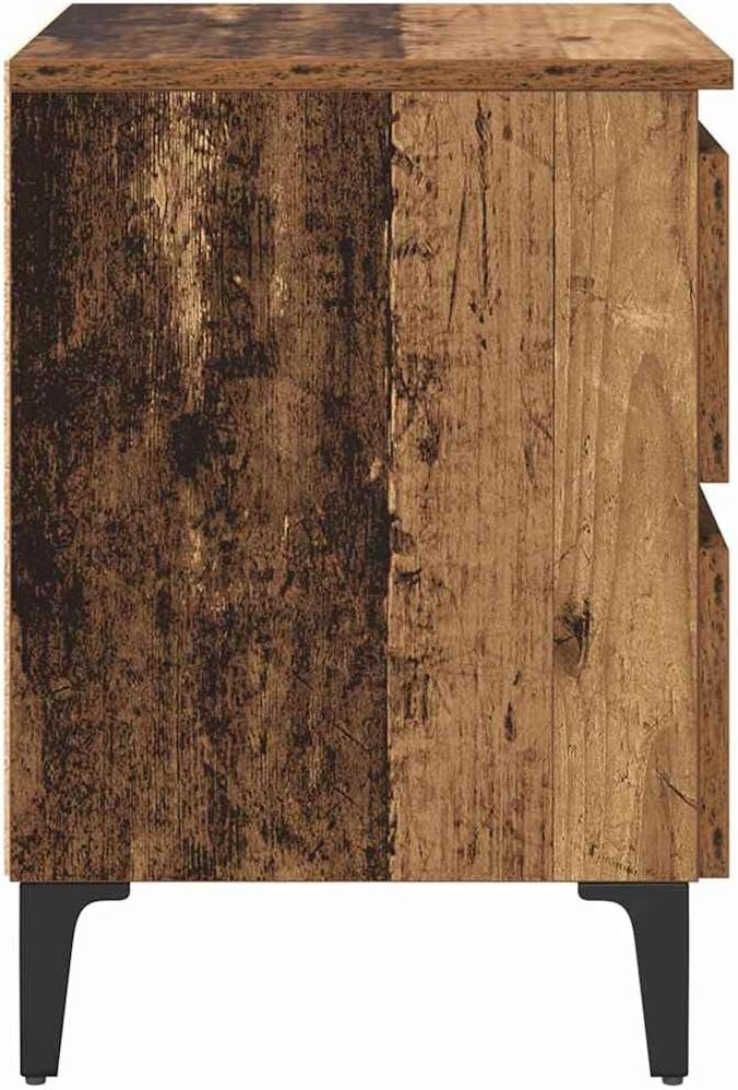 vidaXL Bettkommoden 2 Stück Alter Holz 40x35x50 cm Spanplatte Altes Holz, Altes Holz