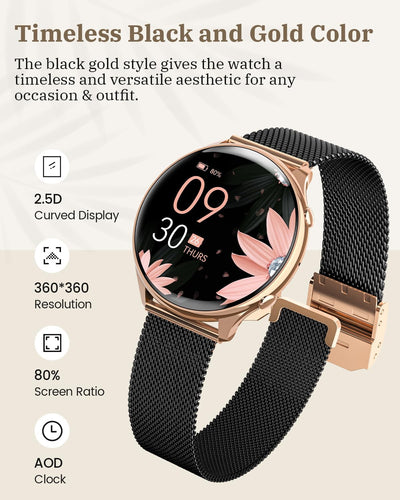 RUXINGX Smartwatch Damen mit Telefonfunktion, HD Voll Touchscreen, Fitness Tracker mit 120 Sport SpO