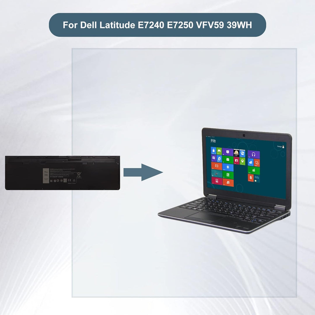 E-yiiviil Ersatzakku F3G33 W57CV WD52H Kompatibel mit Dell Latitude E7240 E7250 VFV59 39WH
