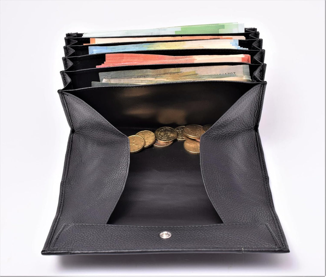 Menzo Kellnerbörse aus echten Leder, Kellnertasche, Kellnerportemonnaie, Kellnerbeutel schwarz
