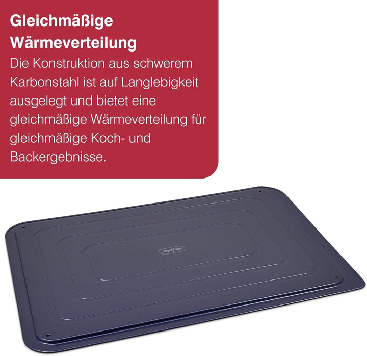 Zyliss E980192 Back- und Plätzchenblech, Antihaftbeschichtung, Carbonstahl, Dunkelblau, Kuchenblech/