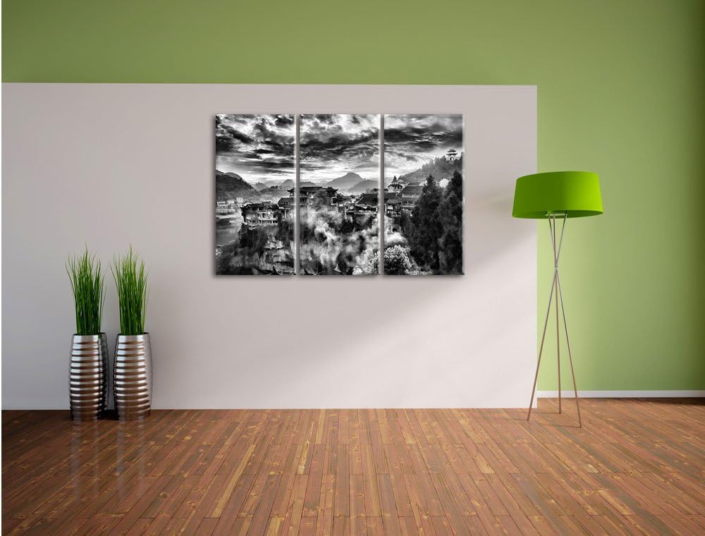 Pixxprint Gigantisches Dorf in China als Leinwandbild/Grösse: 3 Teilig (120x80) cm/Wandbild/Kunstdru