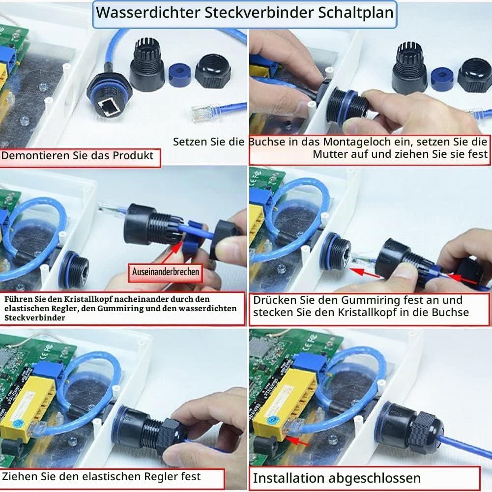 PENGLIN 2 Stück RJ45 M25 CAT6 Wasserdicht Ethernet Einbaubuchse,Ethernet LAN Kabel Stecker auf Buchs