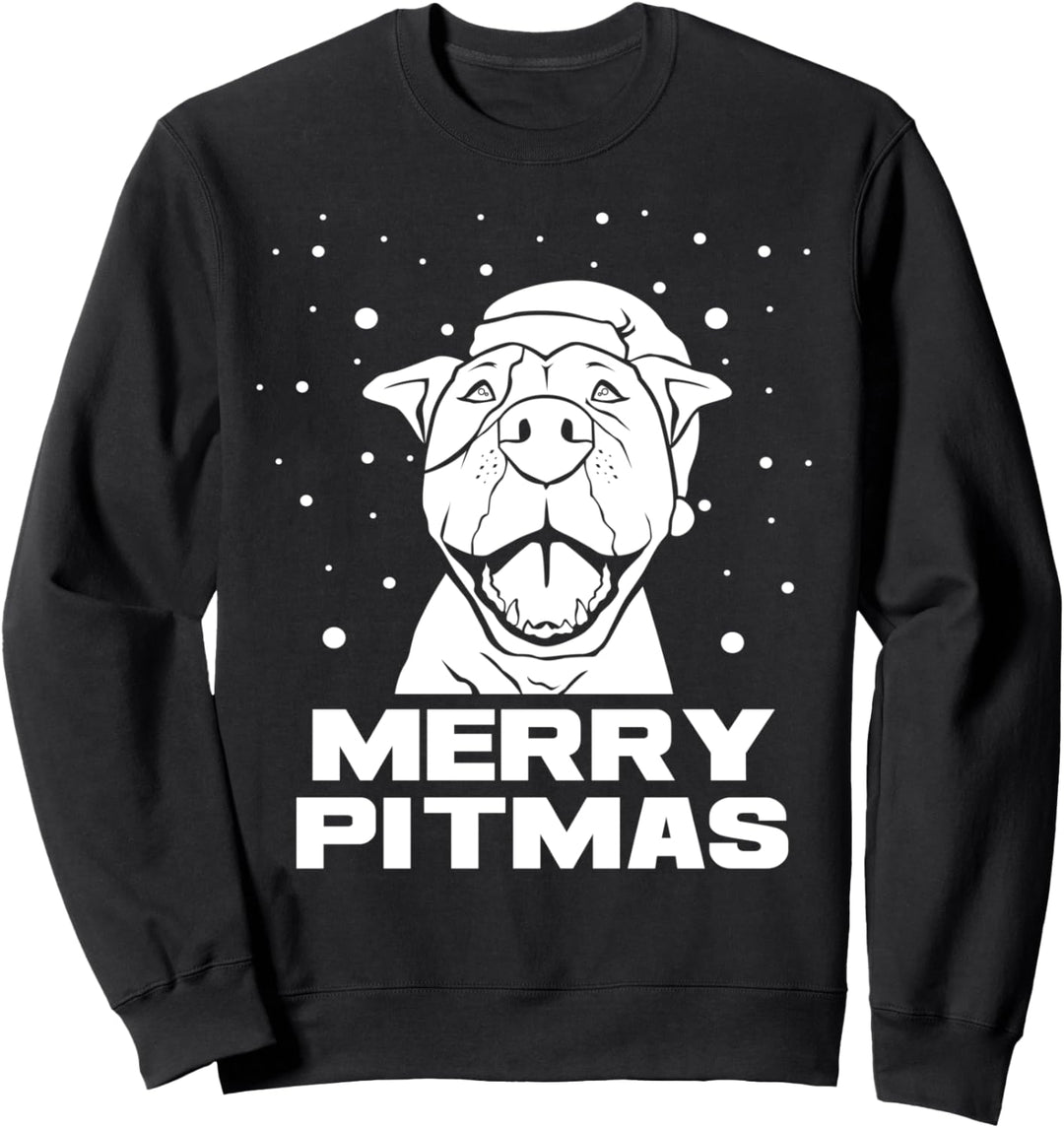 Merry Pitmas Pitbull Santa Claus Hund Pittie Weihnachten Sweatshirt