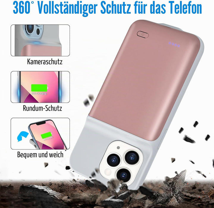 HUOBAO Batteriehülle für iPhone 13 Pro Max, [6000mAh] Ladegerät Hülle für iPhone 13 Pro Max, Schütze
