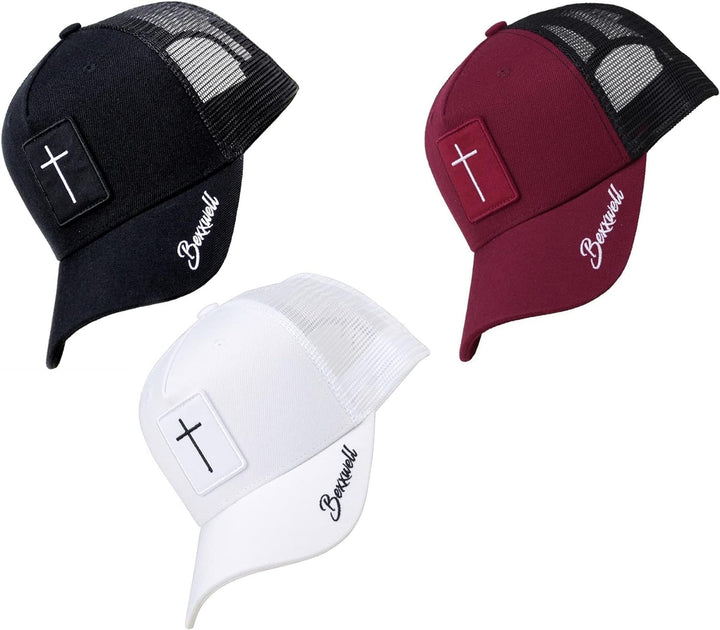 Bexxwell Trucker Cap rot/schwarz mit Kreuz-Patch (optimale Passform, Kappe, red, Black, Truckercap,
