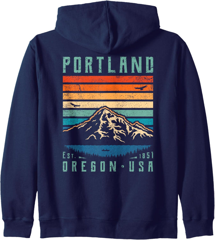 Portland Oregon Retro Mountain Home State Vintage Mt. Hood Kapuzenjacke