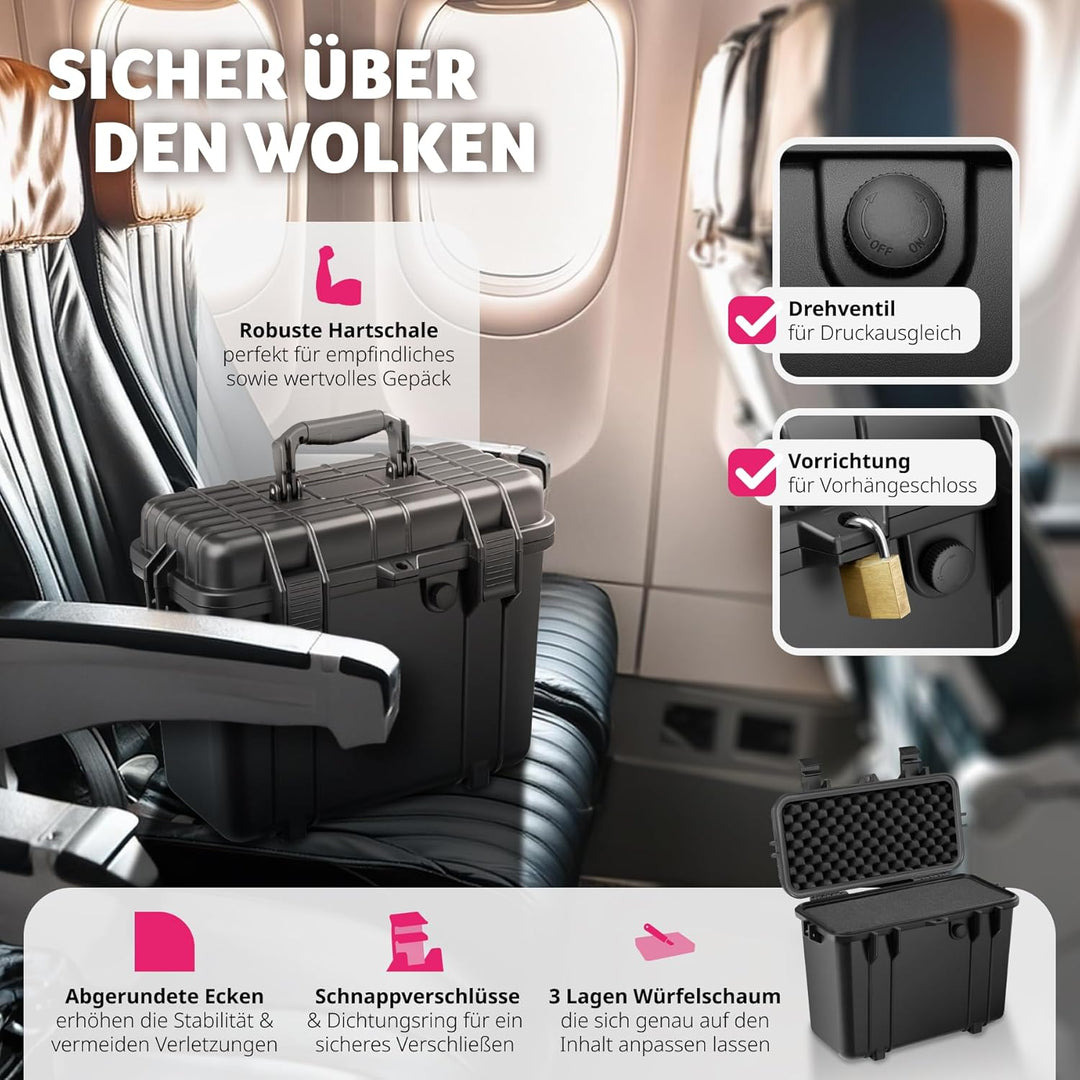 tectake® Universalkoffer, Fotokoffer, 41 x 22 x 34 cm, abschliessbare Box, Kunststoff Hardcase, stos