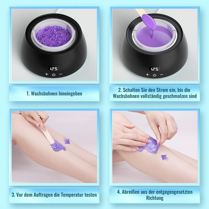 CITHOT Waxing Set,Wachs Haarentfernung 4 Waxing Perlen 20 Holzspateln,Wachswärmer Haarentfernung zu