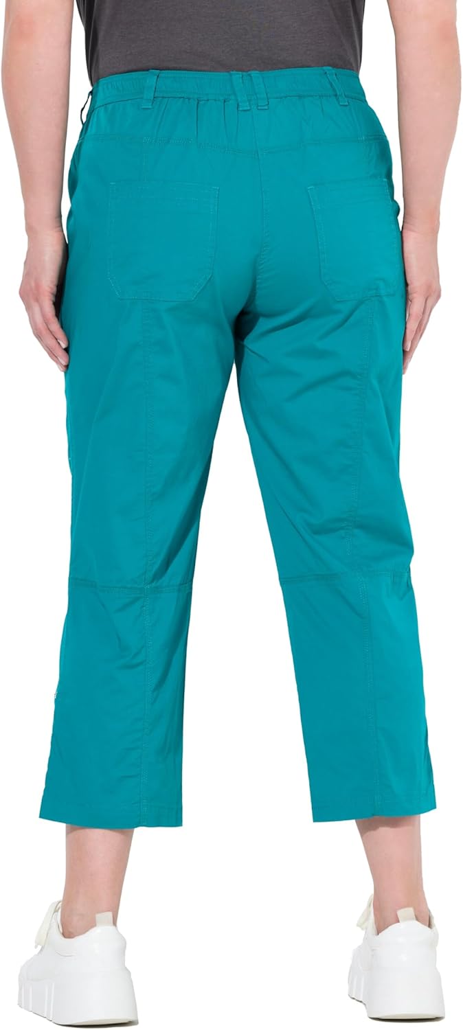 Ulla Popken Damen grosse Grössen Cargohose mit Krempelbein Hose 50W / 32L Klassisch Petrol, 50W / 32