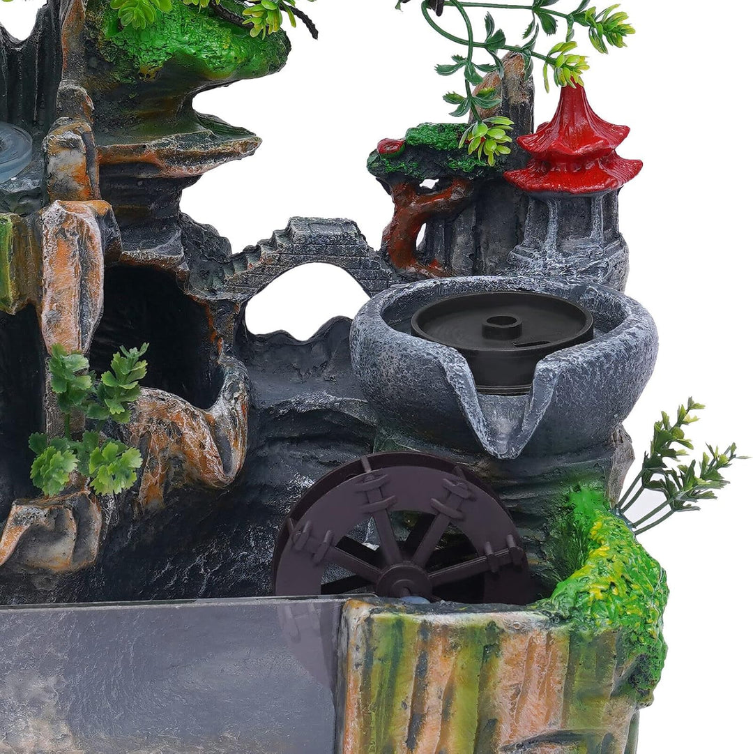 Zimmerbrunnen Wohnzimmer Wasserfall Tischbrunnen LED Desktop Bonsai Ornamente Grüne Pflanze Zimmerbr