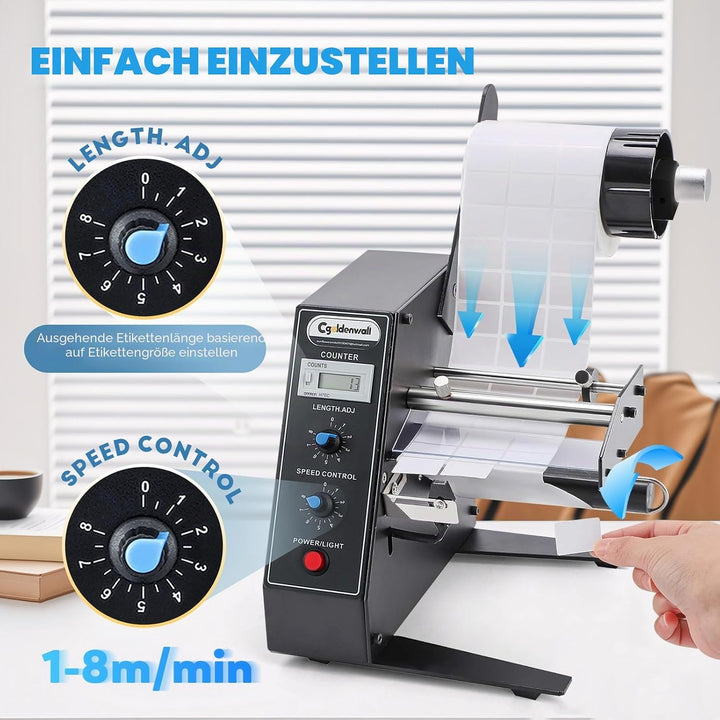 CGOLDENWALL Automatischer Etikettenspender AL-1150D mit 0-999999 Automatische Zählung für Selbstkleb