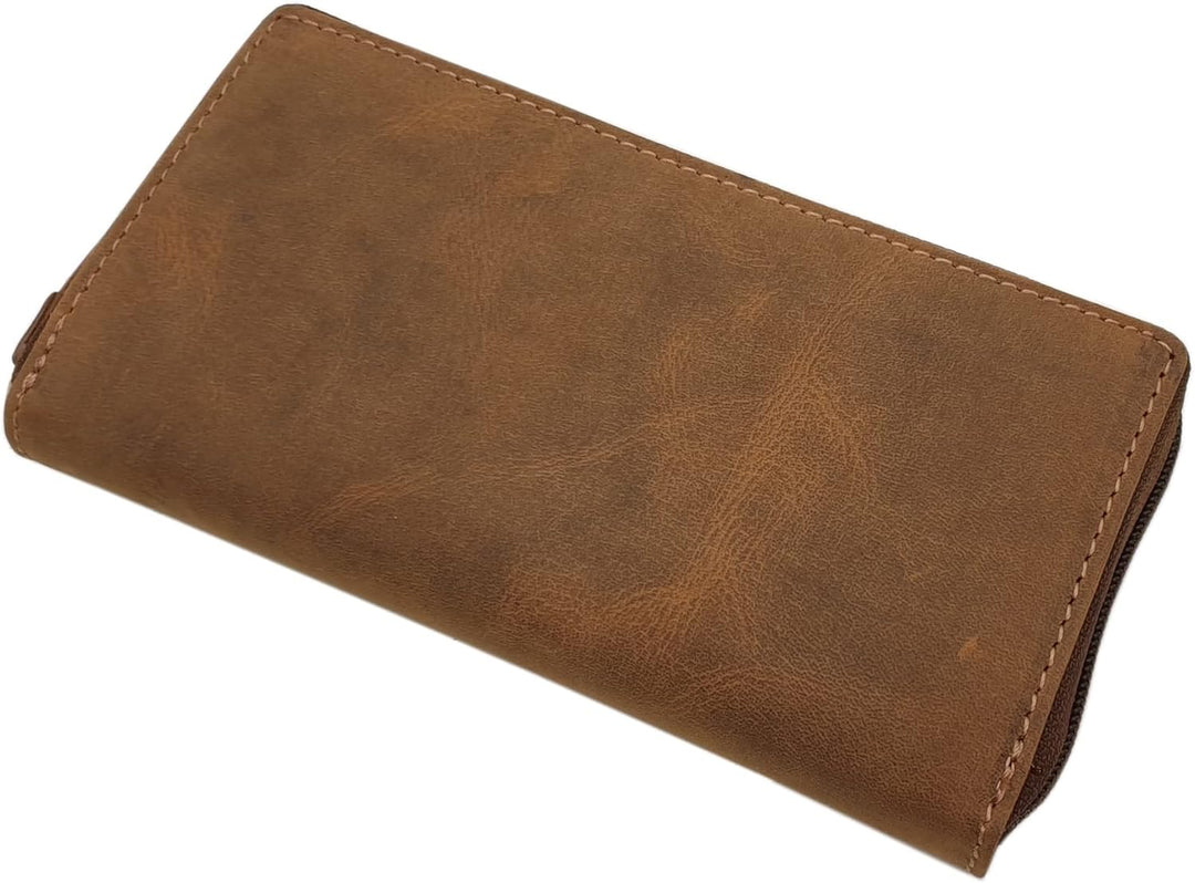 Grosse Büffel-Vollleder Damen Geldbörse/Geldbeutel/Portemonnaie/Geldtasche mit Colibri-Motiv oder oh
