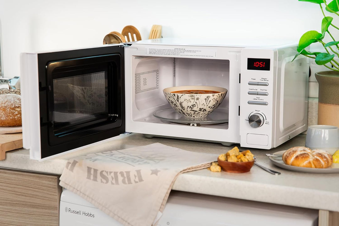 Russell Hobbs RHM2079A Digitale Solo-Mikrowelle, 20 L, 800 W, 5 Leistungsstufen, automatisches Aufta