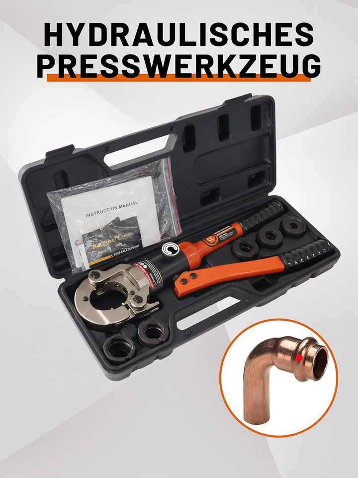 AMZCNC Profi Presszange (hydraulisch) SC-Contur 12-15-18-22-28 Set Presswerkzeug mit 360° drehbarem