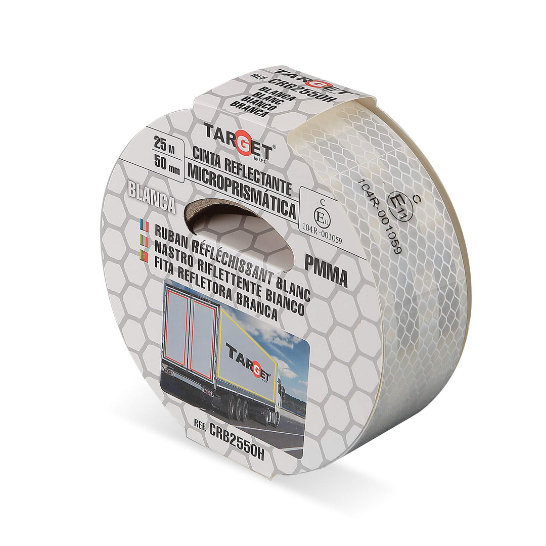 Homologiertes reflektierendes Band - TARGET - Weiss 25 m x 50 mm – Für lastwagen - Regel EC 104 - Se