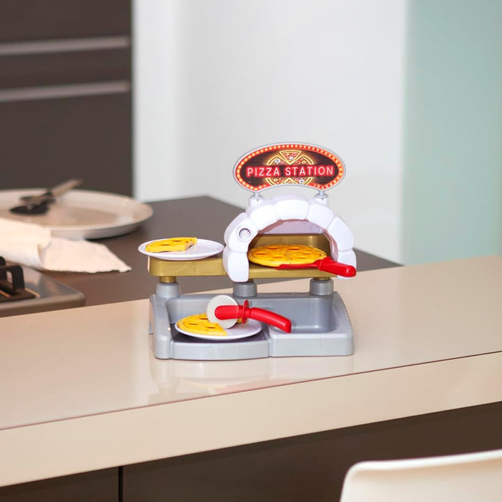 Theo Klein 7337 Pizza Station Kreatives Spielset mit Pizzarad, Teller & Pizzen Spielzeug für Kinder