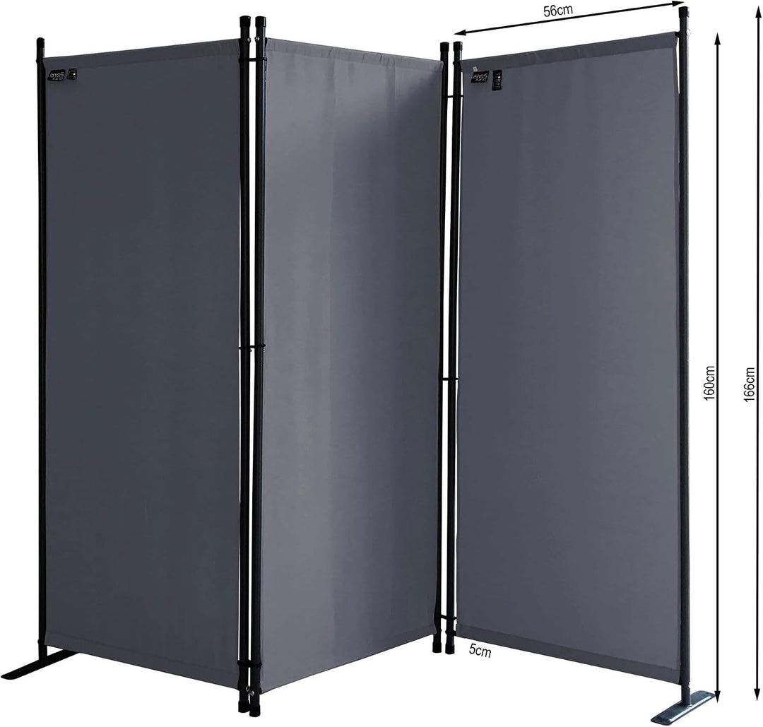 QUICK STAR Paravent 3 Teilig 170 x 165 cm Stoff Raumteiler Trennwand Balkon Sichtschutz Stellwand Fa