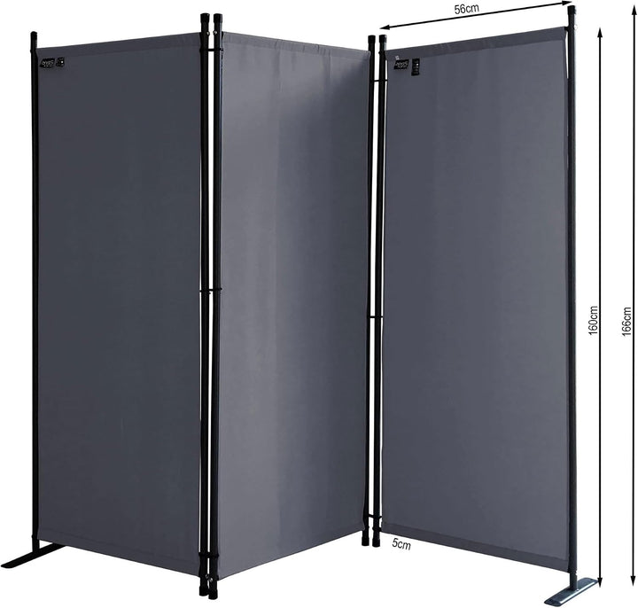 QUICK STAR Paravent 3 Teilig 170 x 165 cm Stoff Raumteiler Trennwand Balkon Sichtschutz Stellwand Fa