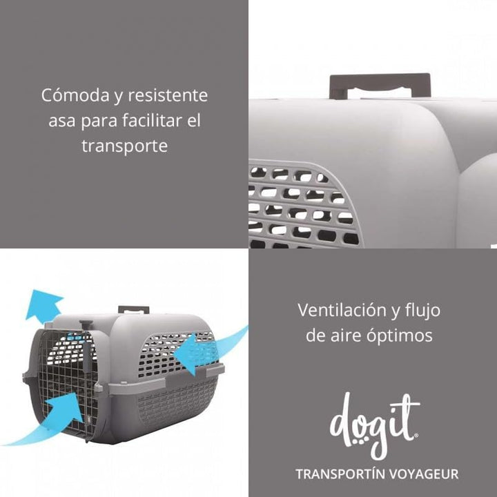 Dogit 76616 Transportbox Voyageur Modell 200, mittel, grau L 56 x B 38 x H 30 cm Standardverpackung,