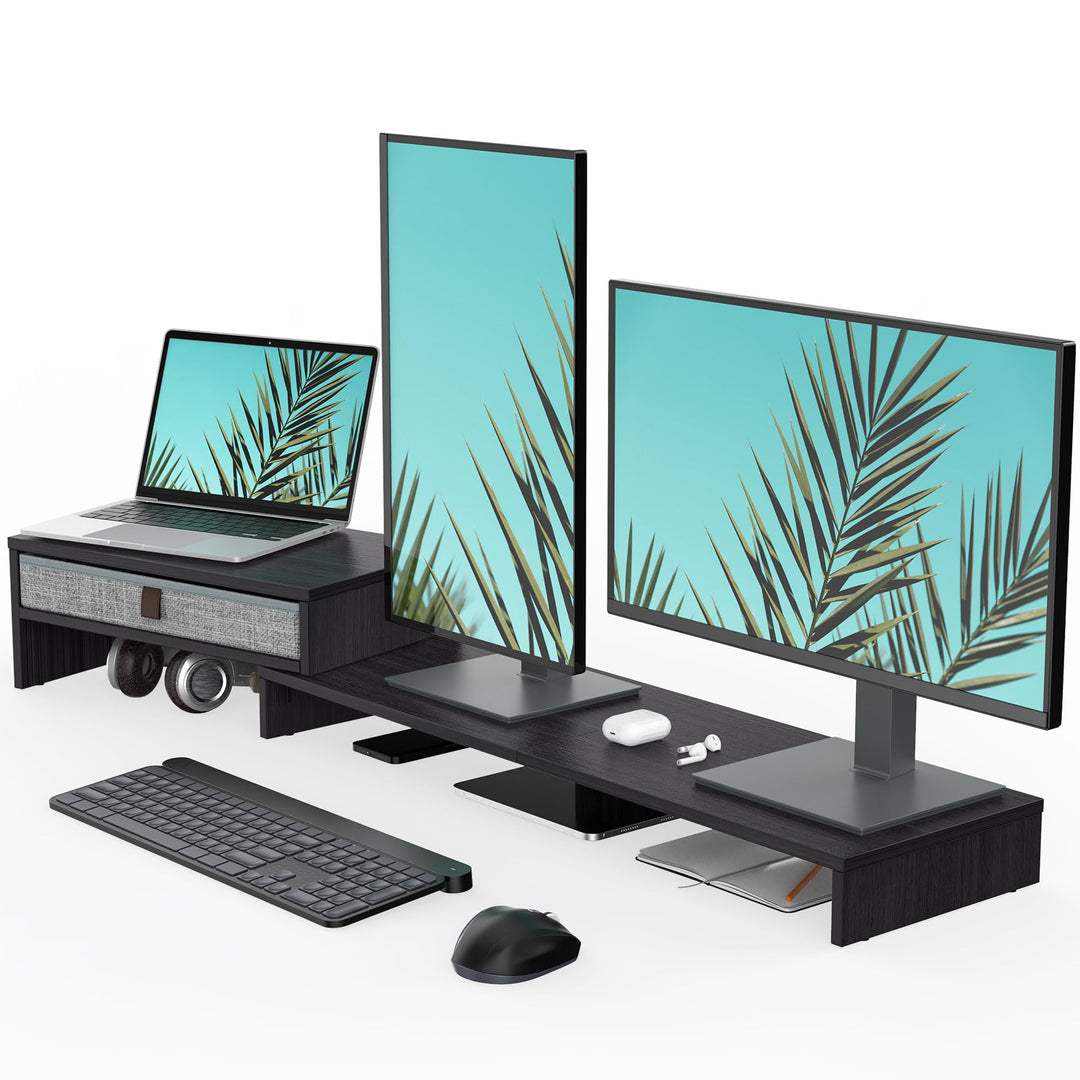 Fenge Dual Monitorständer Bildschirmständer mit Schublade für Computer TV Laptop, Monitorständer, Lä