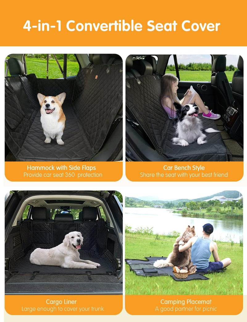 nzonpet 4-in-1-Hunde-Autositzbezug, 100% wasserdicht, Kratzfest, Hängematte mit grossem Netzfenster,